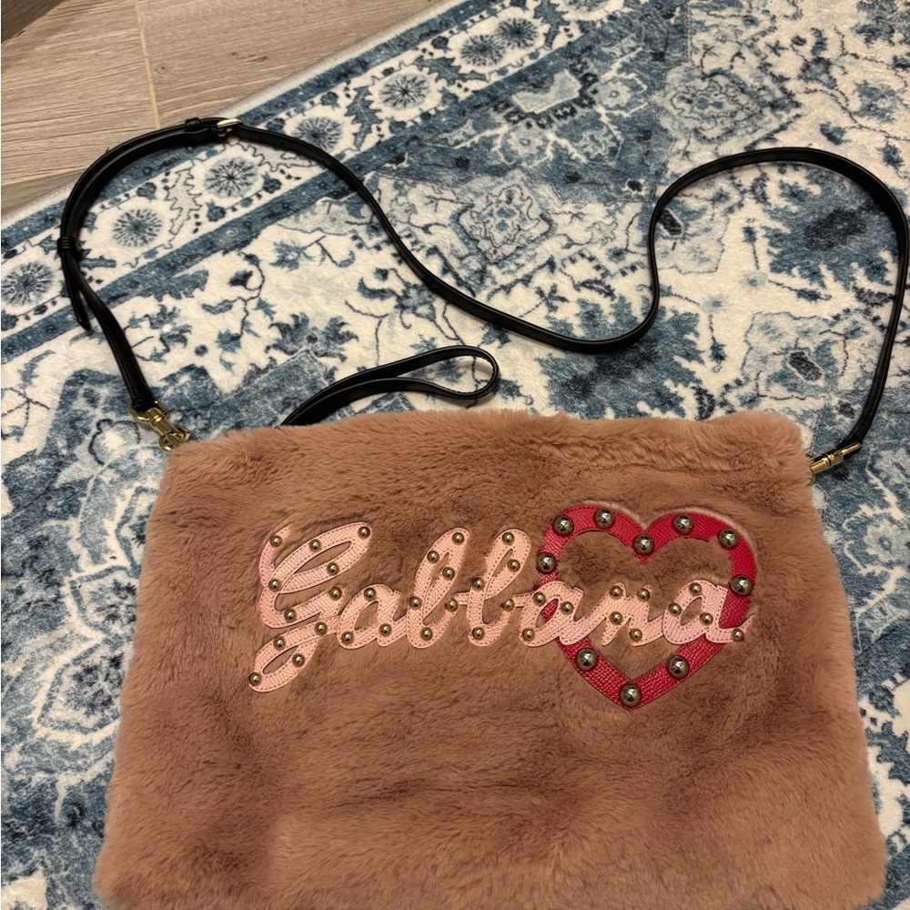 Dolce Gabbana pink Faux Fur Shoulder Bag